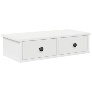 vidaXL Raft de perete cu sertare, alb, 60x28x15 cm, lemn prelucrat