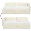 vidaXL Cadru de pat colțar cu saltea Crem 90 x 200 cm Catifea
