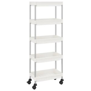 vidaXL Cărucior de bucătărie 5 niveluri alb 42x29x128 cm fier și ABS