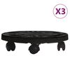 vidaXL Cărucioare de plante cu roți 3 buc. negru diametru 30 cm 170 kg