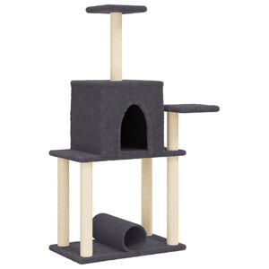 vidaXL Ansamblu pisici cu st&acirc;lpi din funie sisal, gri &icirc;nchis, 122 cm