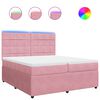 vidaXL Pat box spring cu saltea, roz, 200x200 cm, catifea