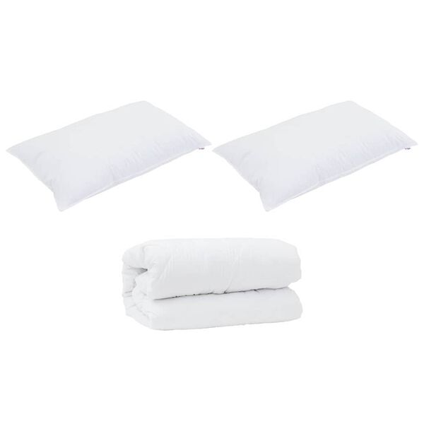 vidaXL Duvet cu perne cu pernă 3 pcs Alb Microfibră