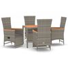 vidaXL Set mobilier de grădină cu perne, 5 piese, gri, poliratan