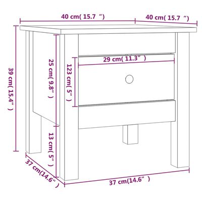 vidaXL Mese laterale, 2 buc., gri, 40x40x39 cm, lemn masiv de pin