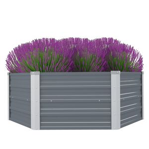vidaXL Pat &icirc;nalt cu straturi, 129x129x45 cm, oțel galvanizat, gri