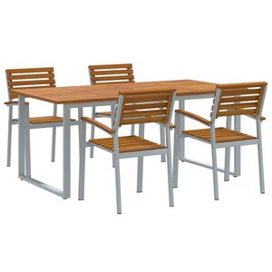 vidaXL Set de masă pentru grădină 5 pcs Gri Lemn Solid de Acacia