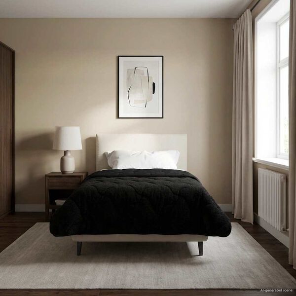 vidaXL Duvet complet pe tot parcursul anului Patos Negru 135 x 220 cm