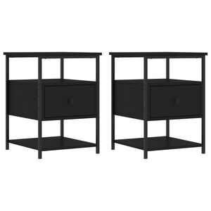 vidaXL Noptiere, 2 buc., negru, 40x42x56 cm, lemn compozit