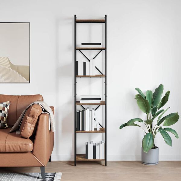 vidaXL Raft pentru cărți Stejar fumuriu 40 x 30 x 189,5 cm