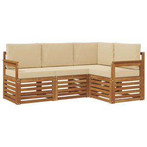 vidaXL Seturi de canapele 4 pcs Natural și Bej Lemn Solid de Acacia