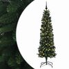 vidaXL Brad de Crăciun artificial &icirc;ngust cu globuri 210 cm 300 LED-uri