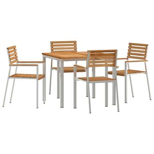 vidaXL Set de masă pentru grădină 5 pcs Maro Lemn solid de tec