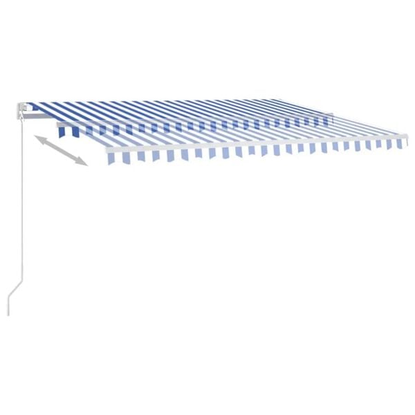 vidaXL Copertină retractabilă manual cu LED, albastru/alb, 450x350 cm