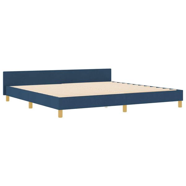 vidaXL Cadru de pat cu headboard albastru 200 x 200 cm țesătură