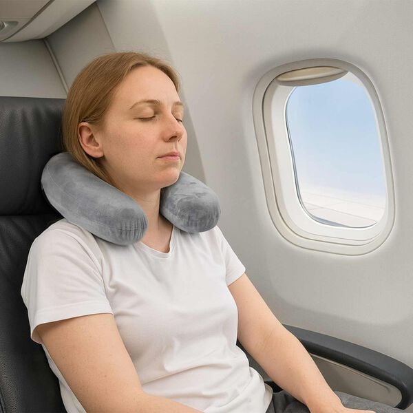 vidaXL Pernă de voiaj pentru g&acirc;t Gri Spumă cu Memorie 27 x 27 x 8,5 cm