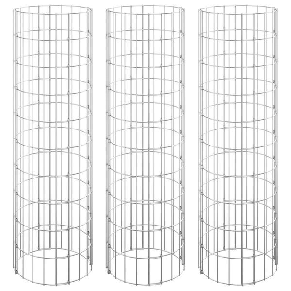 vidaXL Strat înălțat gabion 3 buc. Ø30x100 cm oțel galvanizat circular