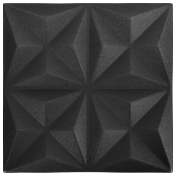 vidaXL Panouri de perete 48 pcs Origami Negru 50 x 50 cm Spumă XPS