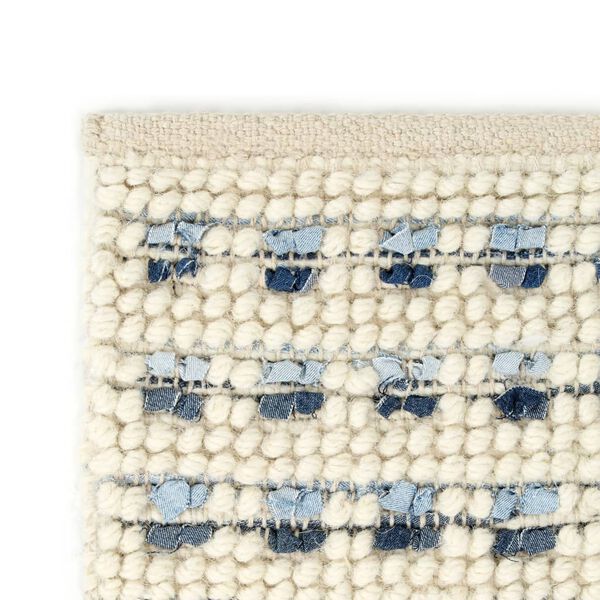 vidaXL Covor din l&acirc;nă cu denim, albastru/alb, 160 x 230 cm