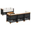 vidaXL Set mobilier de grădină cu perne, 6 piese, negru, poliratan