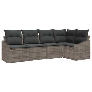 vidaXL Set de canapele pentru grădină cu pernă 5 pcs Gri poliratan