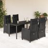 vidaXL Set mobilier de grădină cu perne, 5 piese, negru, poliratan