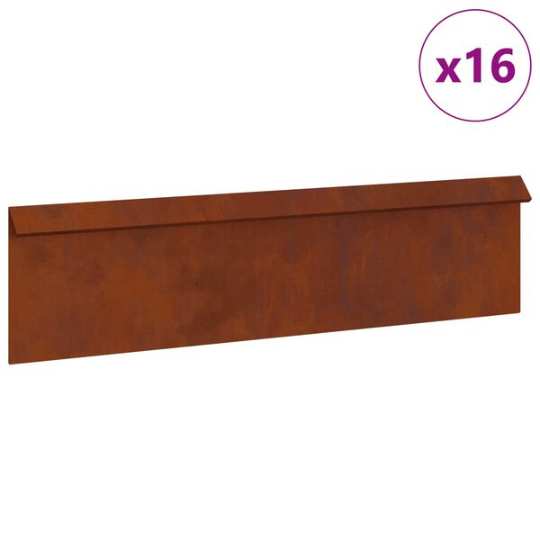 vidaXL Gard pentru melci 16 pcs Ruginit 100 x 3,5 x 25 cm