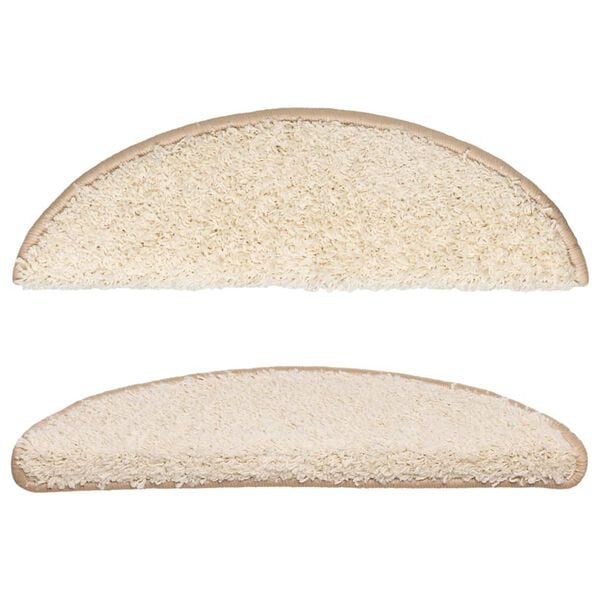 vidaXL Covorașe pentru scări, 15 buc., 56x17x3 cm, semirotunde, crem