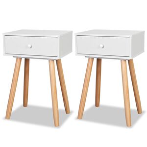 vidaXL Noptiere din lemn masiv de pin 2 buc, 40 x 30 x 61 cm, alb