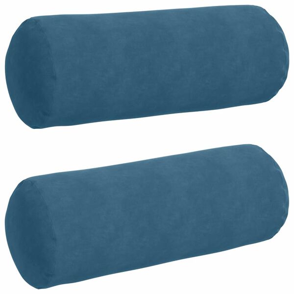 vidaXL Perne Bolster 2 pcs albastru Ø 25 x 70 cm Țesătură din corduroy