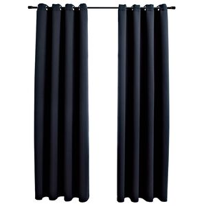 vidaXL Draperii opace cu inele metalice, 2 buc., negru, 140 x 175 cm