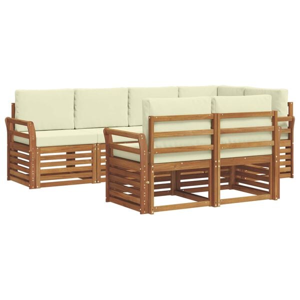 vidaXL Set canapea sectională cu pernă 7 pcs Natural și Crem