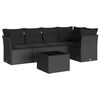 vidaXL Set mobilier de grădină cu perne, 6 piese, negru, poliratan