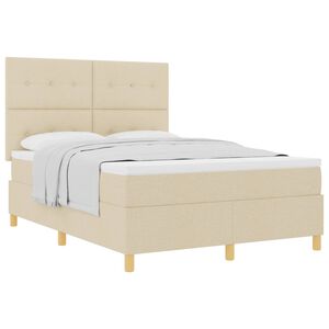 vidaXL Pat cu arcuri cu headboard Crem 160 x 200 cm țesătură