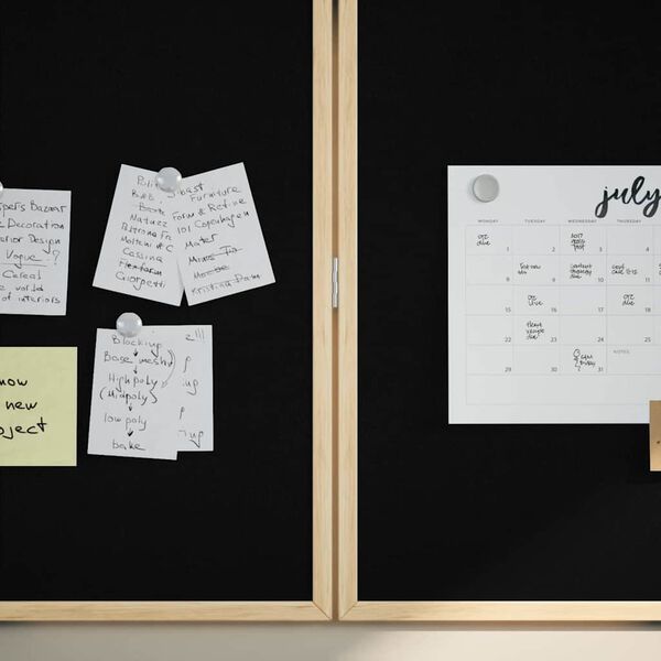 vidaXL Tablă de Anunțuri Negru 80 x 80 x 1.4 cm Lemn masiv de pin