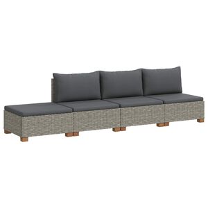 vidaXL 4 buc. Set de lounge din ratan cu perne GENDT Ratan Natural