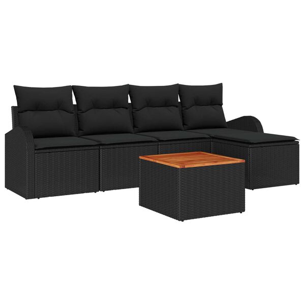 vidaXL Set de canapele pentru grădină 6 pcs Negru