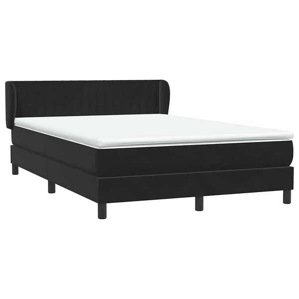 vidaXL Pat box spring cu saltea, negru, 160x210 cm, catifea
