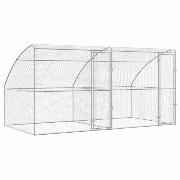 vidaXL Cușcă pentru c&acirc;ini 2 pcs Argintiu 4 x 2 x 2 m Oțel galvanizat