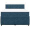 vidaXL Pat box spring cu saltea, albastru, 160x200 cm, catifea