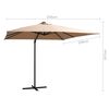 vidaXL Umbrelă &icirc;n consolă cu LED, st&acirc;lp din oțel, taupe, 250x250 cm
