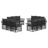 vidaXL Set de canapele de exterior 12 buc. Negru și Gri &icirc;nchis