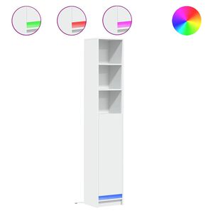 vidaXL Dulap cu LED, alb, 36x32,5x200 cm, lemn prelucrat