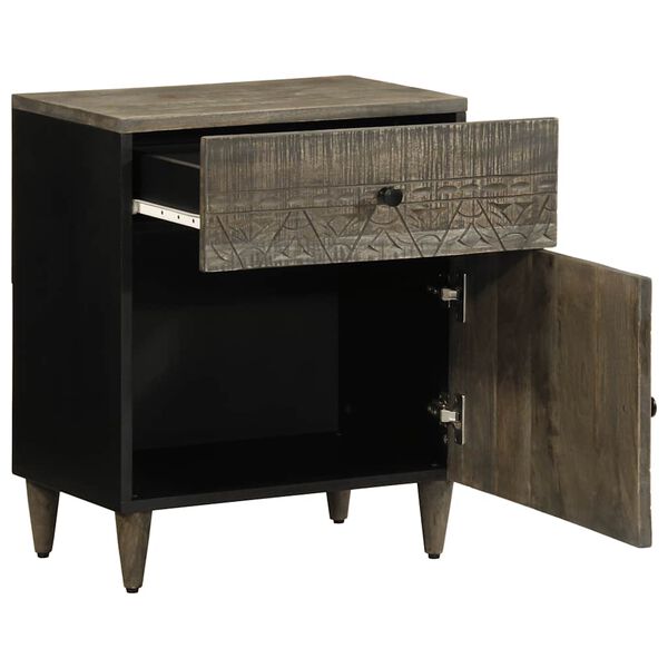 vidaXL Noptiera gri deschis 50x33x60 cm lemn masiv de mango