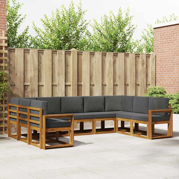 vidaXL Set de canapele de exterior cu pernă 9 pcs Natural și Antracit