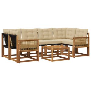 vidaXL Set de canapele de exterior cu pernă 7 pcs Natural și Bej