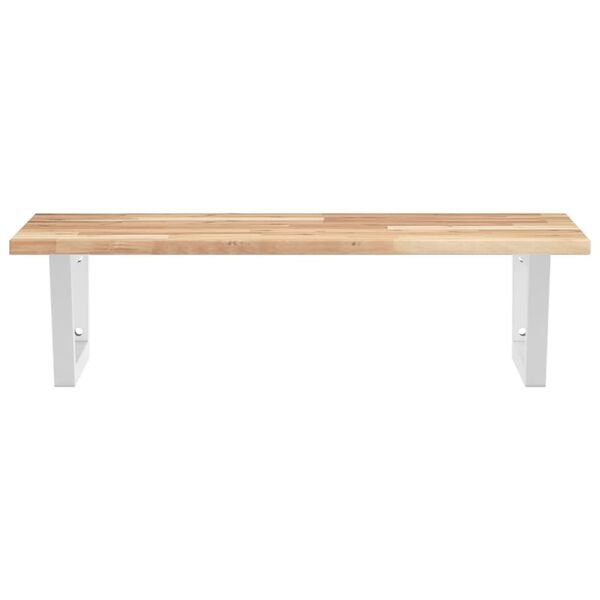 vidaXL Raft pentru lavoar montat pe perete, oțel și lemn masiv acacia