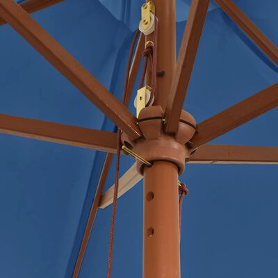 vidaXL Umbrelă de soare de grădină stâlp din lemn, albastru, 299x240cm
