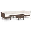 vidaXL Set mobilier de grădină cu perne, 8 piese, maro, poliratan