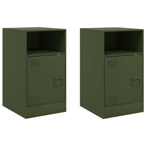 vidaXL Noptiere, 2 buc., verde olive, 34,5x39x62 cm, oțel